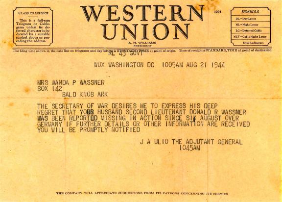 2nd Lt Donald R. Wassner